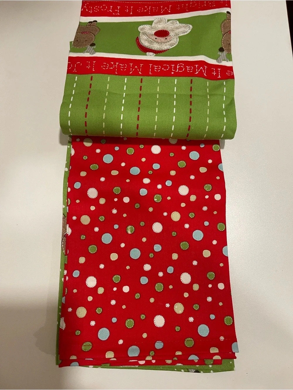 Martha Stewart Green & Red Holiday Kitchen Towels - Festive Santa & Reindeer Set